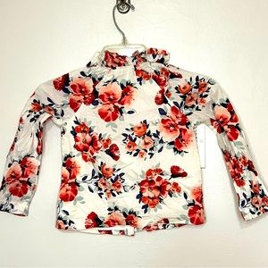 Janie and Jack white, flower print girls shirt. Size 5